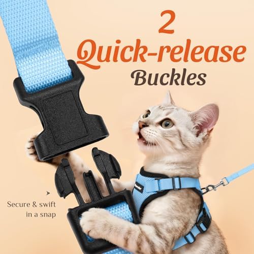 Dooradar Cat Harness and Leash Set, Adjustable and Escape Proof