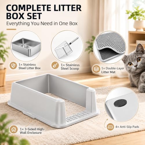 XL Stainless Steel Cat Litter Box