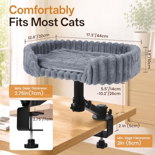 Cat Desk Bed, 360° Rotatable Cat Hammock