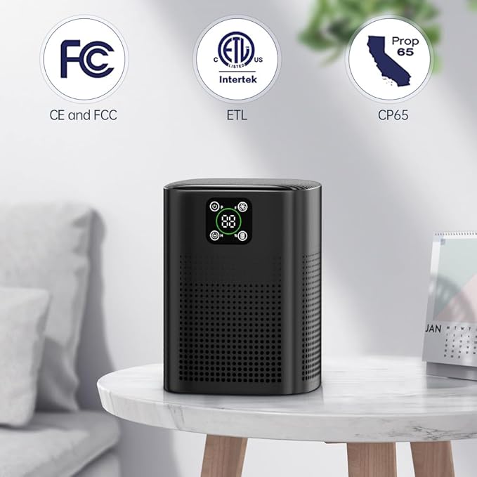 2 Pack Air Purifiers For Home Bedroom, Honeyuan H13 HEPA Air purifier with 360°Air Intake, Coverage up to 650ft², 3 Fan Speeds, Low to 24dB