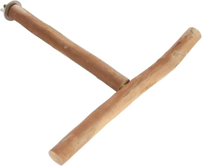 Wood Bird Perch, T Shaped Birdcage Stand Wooden Parrot Perch Stand Perch for Bird Cage Grinding Bird Perch Branches, T Perch Bird Accessory, Easy to Install