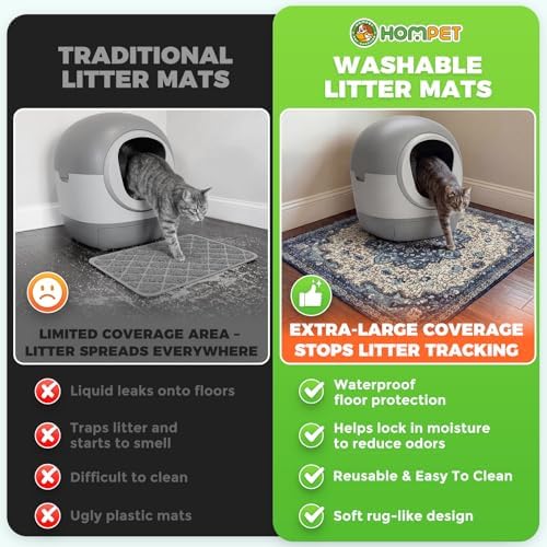 Hompet Cat Litter Mat 2 Pack, 48x60 Large Machine Washable Trapping Mats