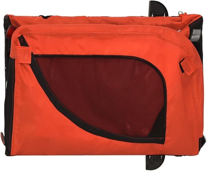 Tidyard Pet Bike Trailer Orange and Black Oxford Fabric and Iron Pet Bicycle Carrier, Animal Bike Stroller for Cat, Puppy, Dog, Outdoor, Travel Style B