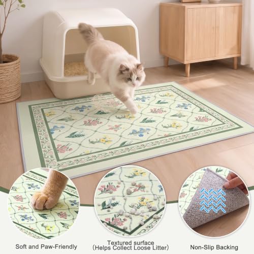 Bienbee Cat Litter Mat, 2 Pack 33" x 22" Machine Washable
