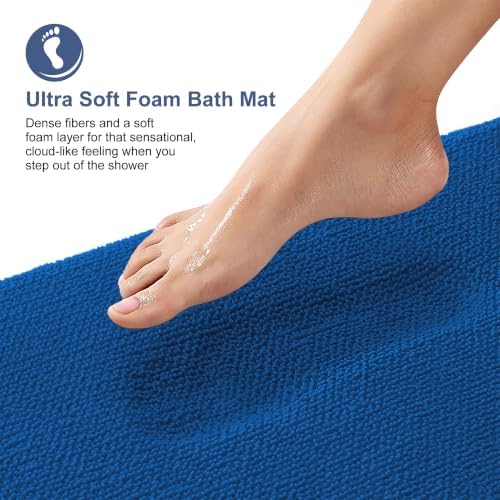 OLANLY Thick Memory Foam Bathroom Rug 30x20, Absorbent Bath Mat, Royal Blue