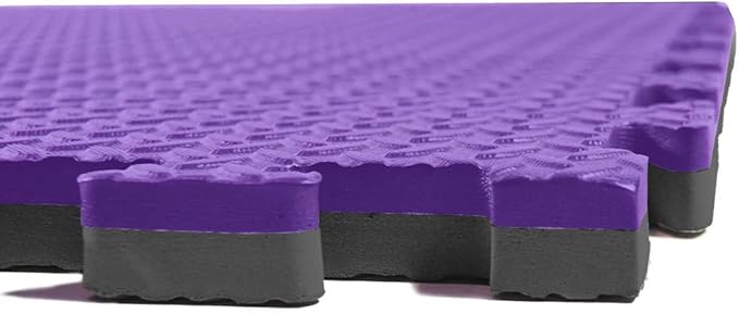 Xspec 1" Extra Thick 48 sq ft Reversible EVA Gym Foam Floor Mat Tiles (24" x 24"), Steel Pattern, 12 pcs, Black/Purple