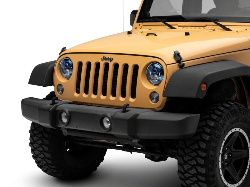 Raxiom 07-18 Jeep Wrangler JK 7-In LED Headlights- BlueHousing- Clear Lens