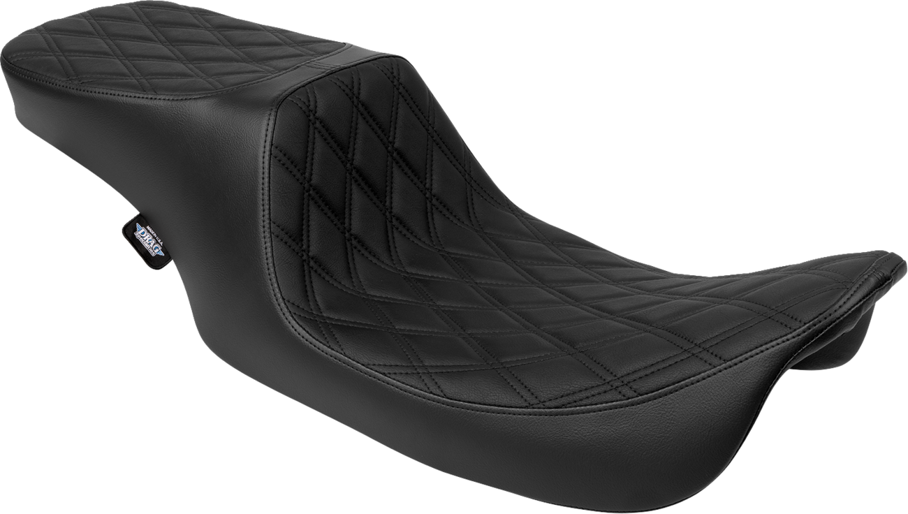 DRAG SPECIALTIES SEATS, Drag Specialties Seats Predator 2-Up Seat for Harley FL 1997-2007, Vinyl Double Diamond Black Stitching (Part #4695B)