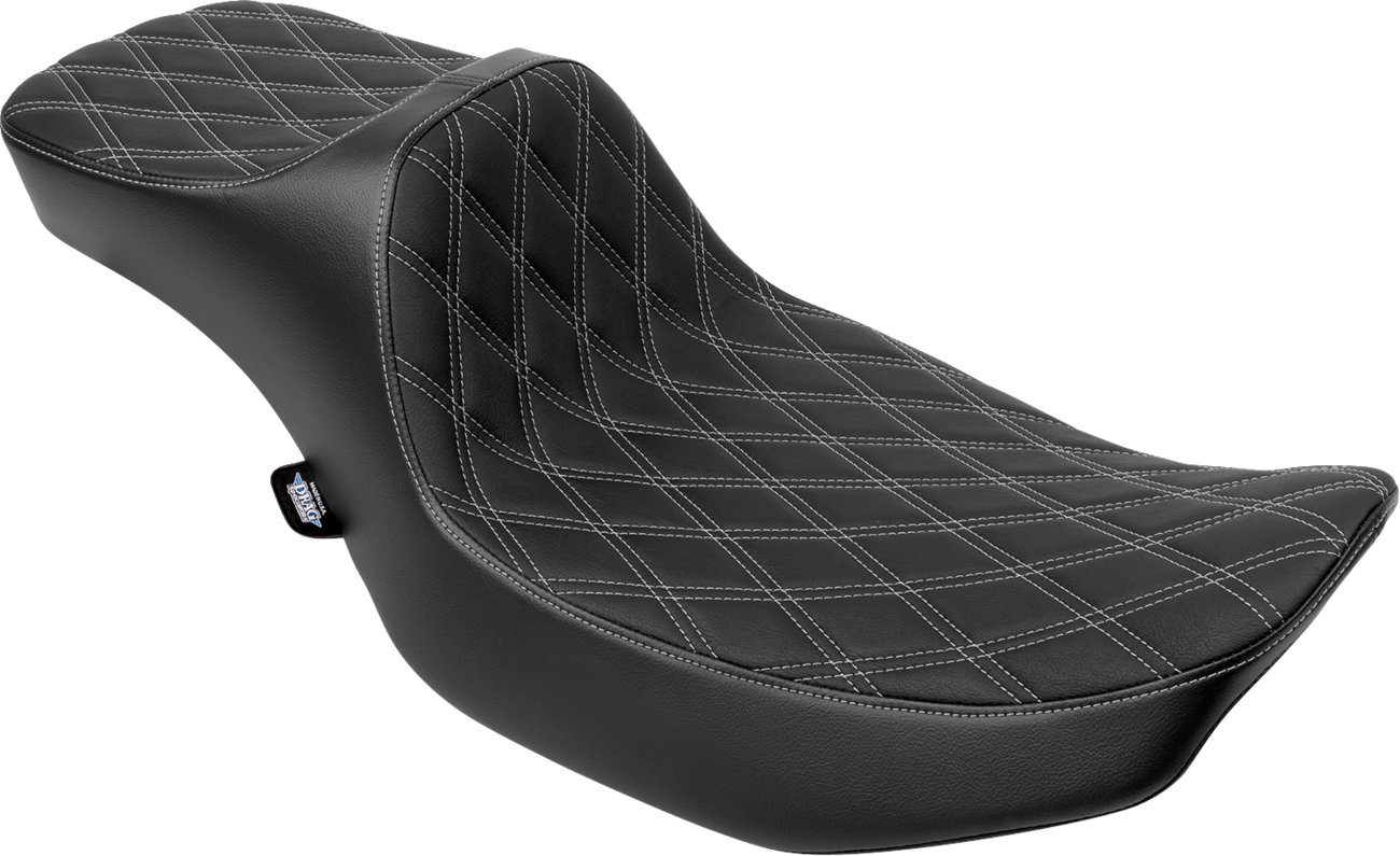 DRAG SPECIALTIES SEATS, Drag Specialties Seats Predator III Extended Reach Seat - Silver Stitching for Harley FLH/FLT 2023-2024 Part 4705C