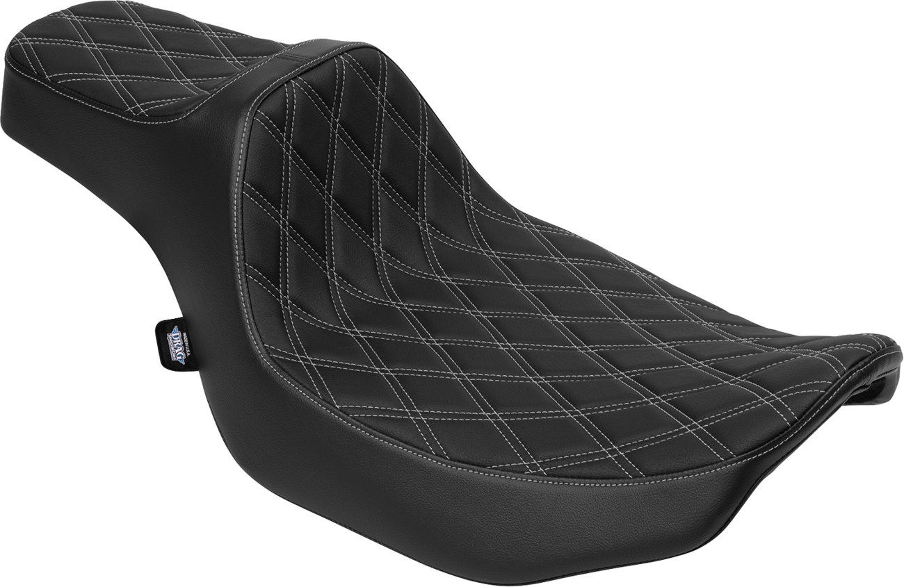DRAG SPECIALTIES SEATS, DRAG SPECIALTIES SEATS Predator III Extended Reach Seat for FLT/FLH 2023-2025, Silver Double Diamond Stitch, Part #4706C