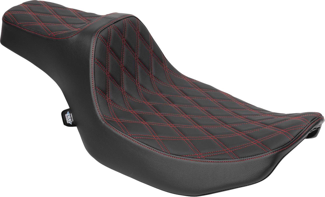 DRAG SPECIALTIES SEATS, Drag Specialties Seats Predator III Extended Reach Seat for FLT/FLH 2023-2025, Red Double Diamond Stitch