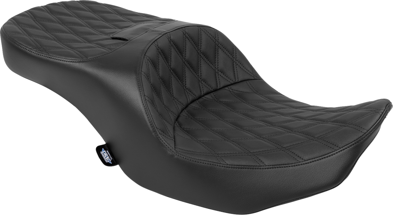 Drag Specialties Seats Forward Position Freedom Seat 4715B for Harley FLH/FLT 2023-2025 – Black Vinyl with Double Diamond Stitch
