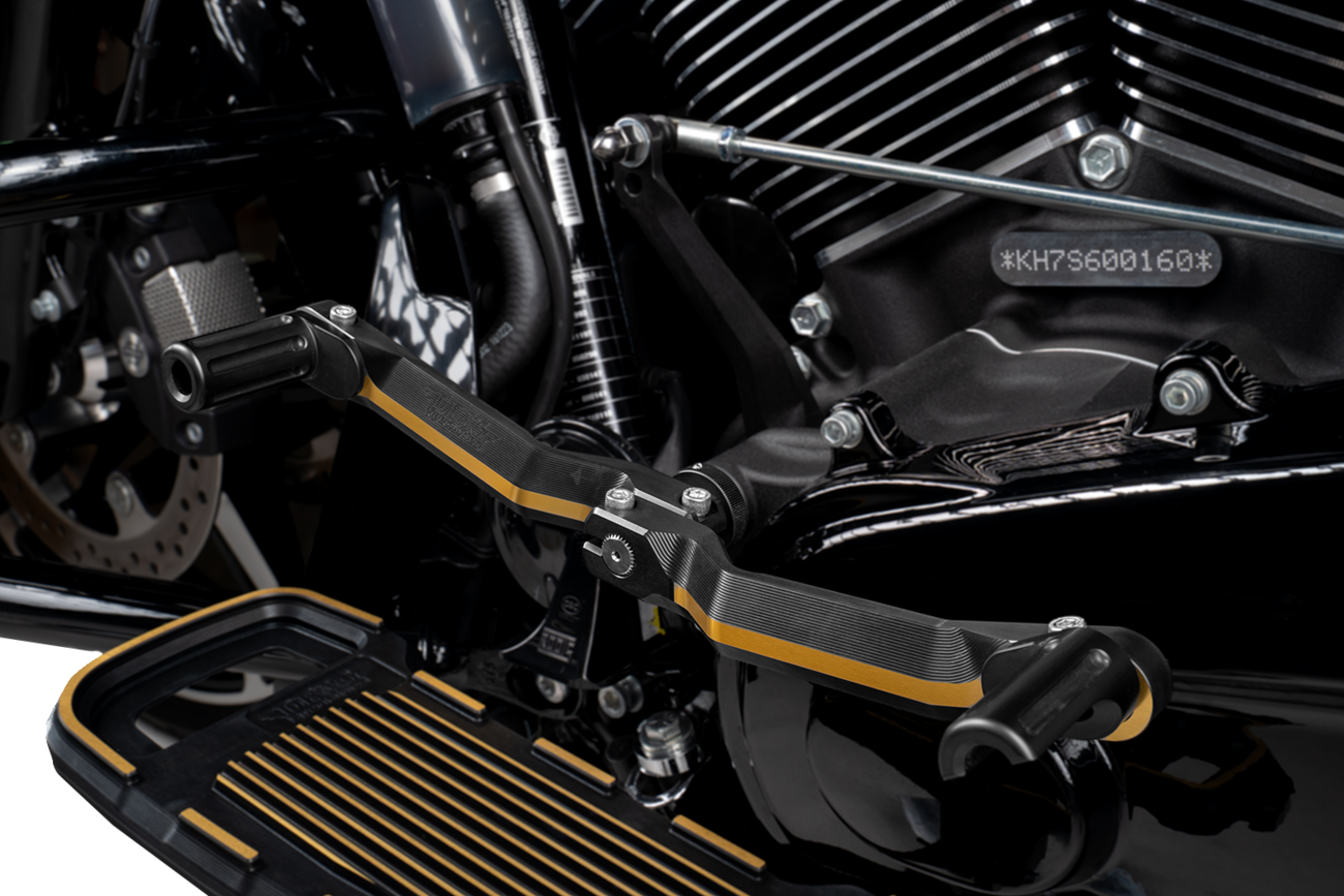 DRAG SPECIALTIES, DRAG SPECIALTIES Heel/Toe Shifter RCT-B007 - Adjustable Black and Gold Motorcycle Foot Controls
