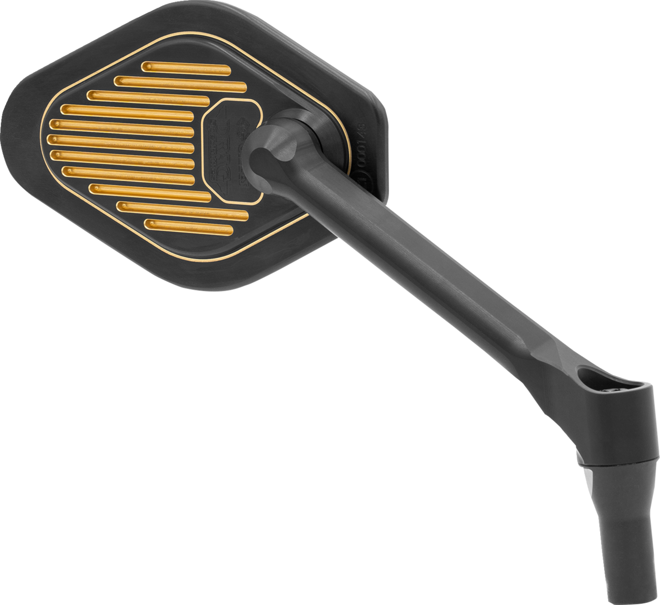 DRAG SPECIALTIES M03-06R Adjustable Diamond Mirror for Harley-Davidson with Short Stem, Black/Gold Finish