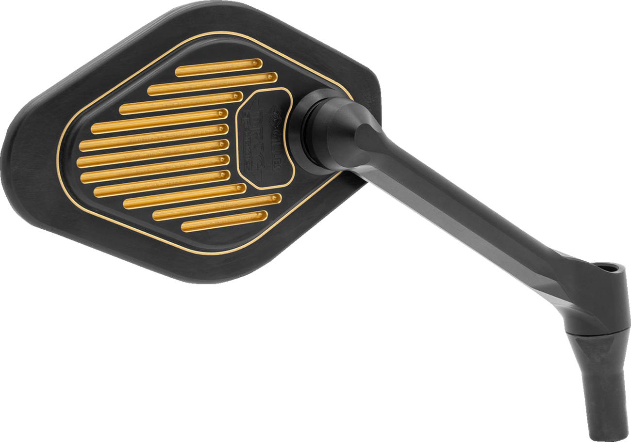 DRAG SPECIALTIES M03-06R Adjustable Diamond Mirror for Harley-Davidson with Short Stem, Black/Gold Finish