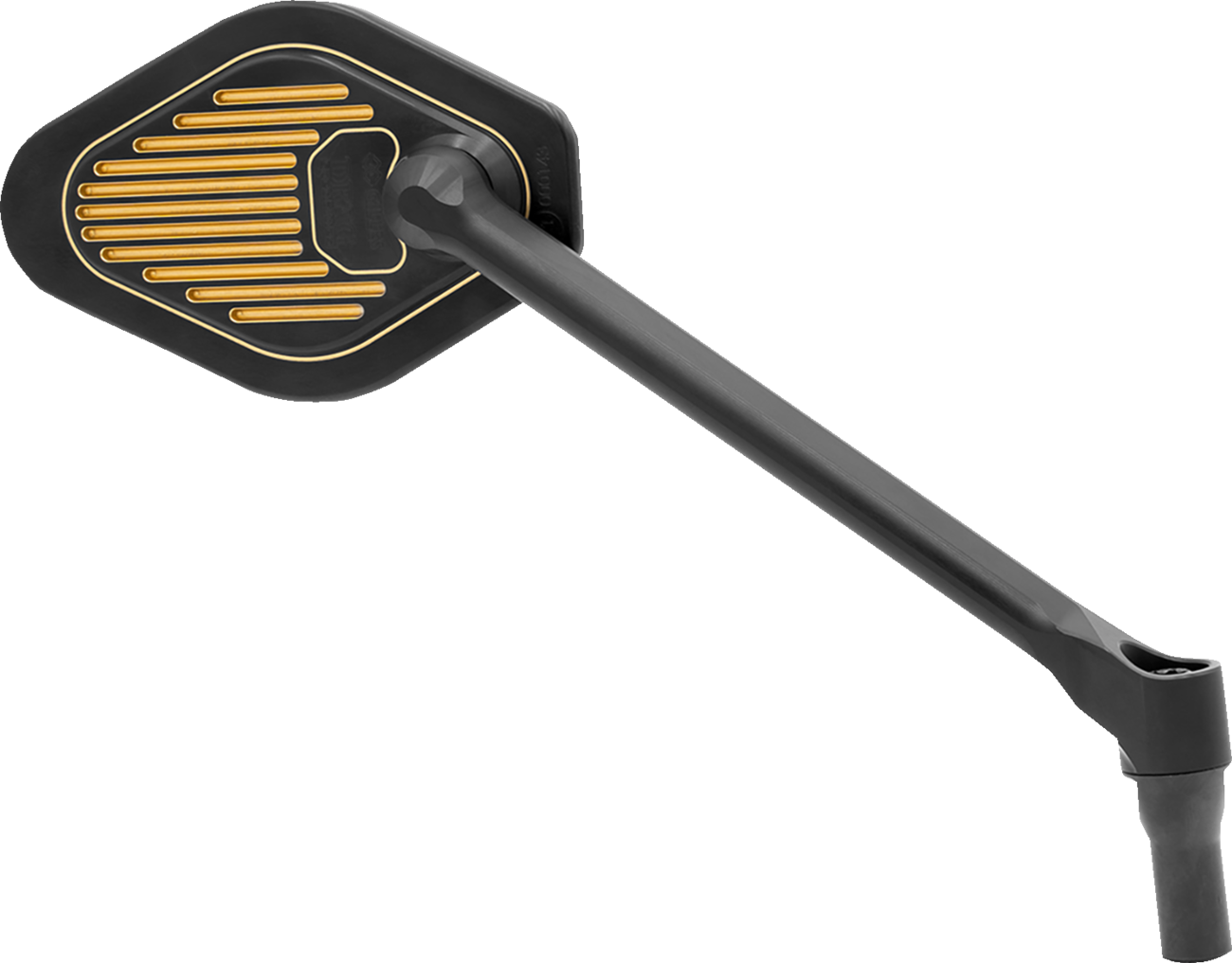 DRAG SPECIALTIES M03-12R Adjustable Diamond Mirror with Long Stem - Right Side, Black/Gold Finish