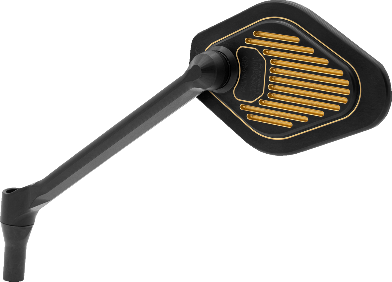 DRAG SPECIALTIES M03-12L Adjustable Diamond Mirror with Long Stem - Black/Gold Finish