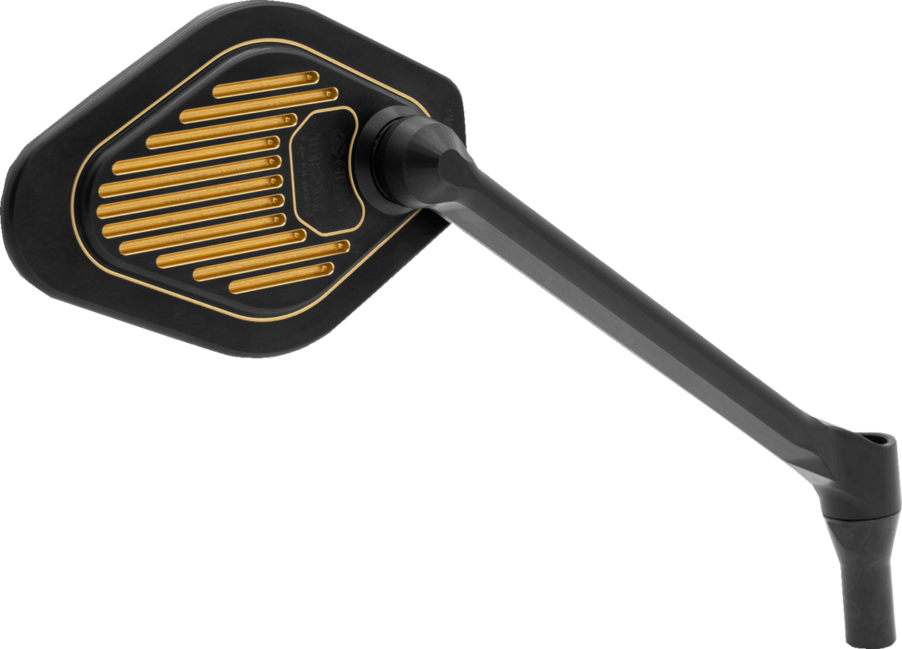 DRAG SPECIALTIES M03-12R Adjustable Diamond Mirror with Long Stem - Right Side, Black/Gold Finish