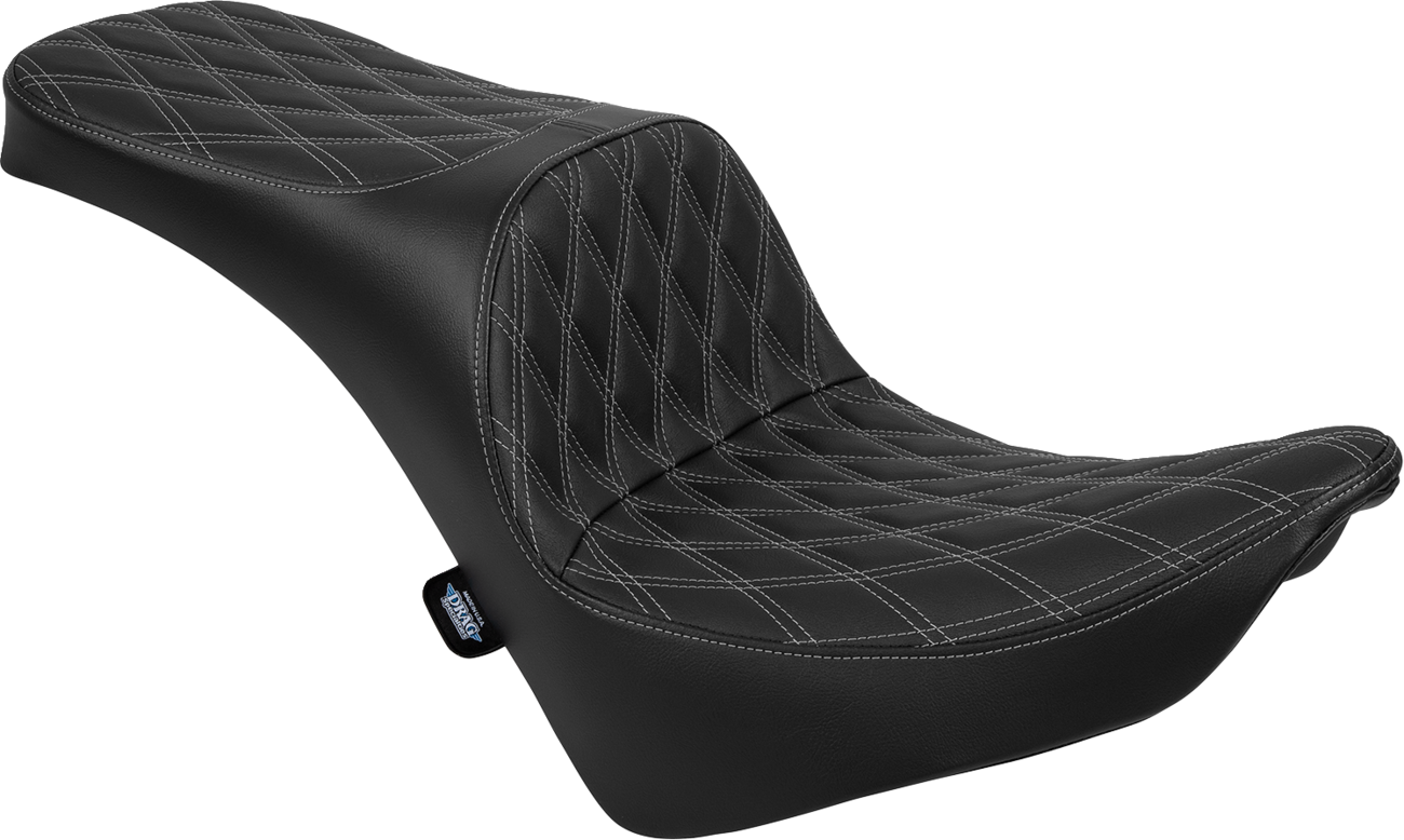 DRAG SPECIALTIES SEATS, DRAG SPECIALTIES SEATS Freedom Seat for FL/FX 2018-2025 - Vinyl Double Diamond Silver Stitch, Part Number 4719C