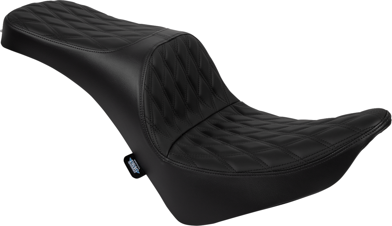 DRAG SPECIALTIES SEATS, DRAG SPECIALTIES SEATS Freedom Seat for Harley FL/FX 2018-2025 in Solar Leather with Double Diamond Black Stitch, Part #4719F