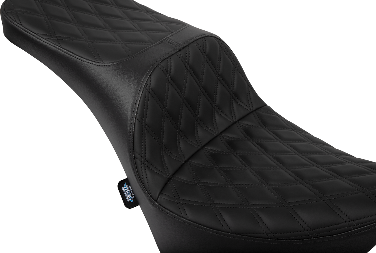 DRAG SPECIALTIES SEATS, DRAG SPECIALTIES SEATS Freedom Seat for Harley FL/FX 2018-2025 in Solar Leather with Double Diamond Black Stitch, Part #4719F