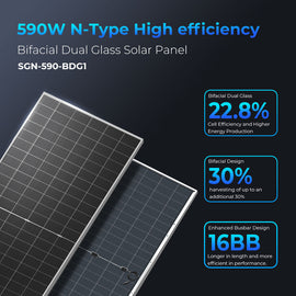 590 Watt Bifacial N-Type Monocrystalline Solar Panel SGN-590-BDG1 (31 PANELS) UL61730 CEC Listed