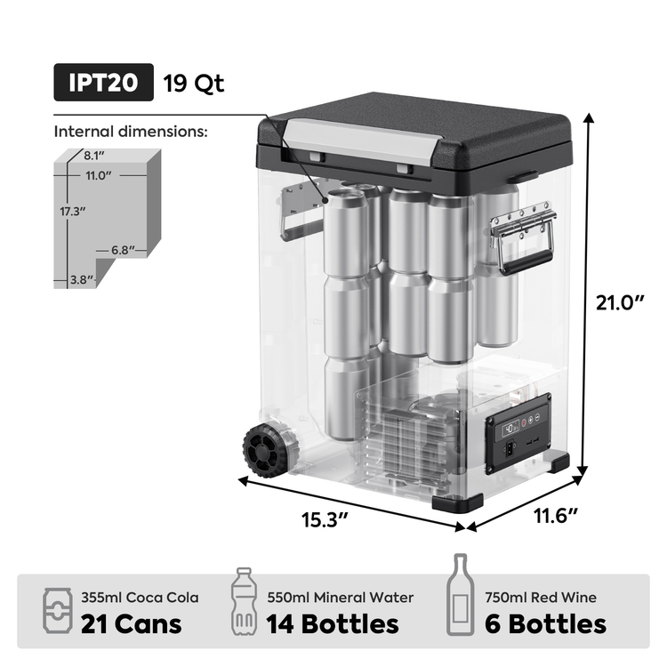 ICECO IPT20 Pickup Truck 12V Portable Fridge Freezer - 18.3L Compact Overland Fridge