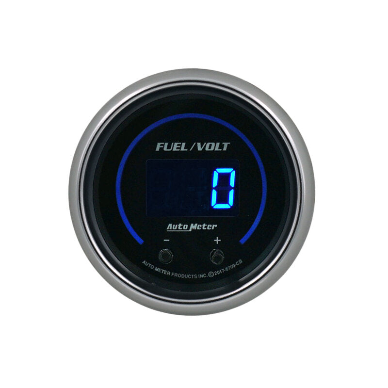 Autometer 52.4mm Black Switchable 0-100 Fuel Level / 8-18V Voltmeter Cobalt Elite Digital Gauge