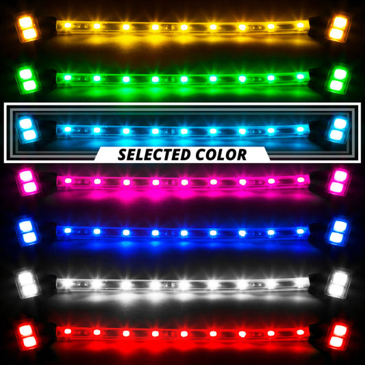 XK Glow Strip Single Color XKGLOW UnderglowLED Accent Light Car/Truck Kit Light Blue - 4x8In