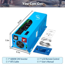 Load image into Gallery viewer, 6000W DC 24V/ 48V Split Phase Pure Sine Wave Inverter With Charger