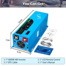 Load image into Gallery viewer, 6000W DC 24V/ 48V Split Phase Pure Sine Wave Inverter With Charger
