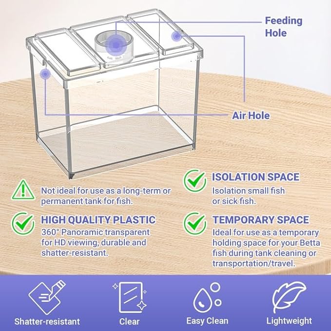 Mini Betta Fish Tank, Small Fish Bowl for Temporary Space, 0.2 Gallon Stackable Cube Tank with Betta Leaf and Gravels for Small Fish, Insect, Shrimp, Crab, Spider.(Pack-2)