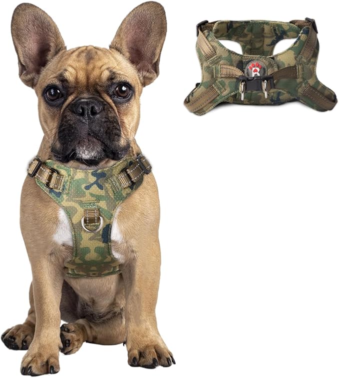 Dog Harness Step in Dog Vest Harness, Reflective Adjustable Puppy No Pull Harness Breathable Soft for Small and Medium Dogs Cats, Camo, S