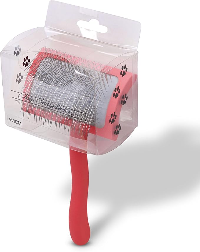 Chris Christensen Big G Dog Slicker Brush, Groom Like a Professional, Fluff Detangle Style, Saves Time Energy, Made in Germany, Coral, Medium