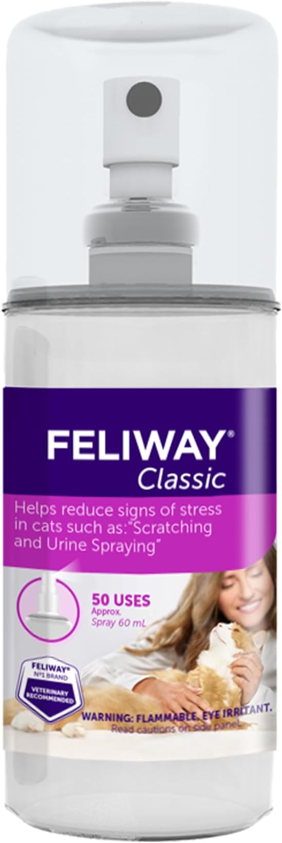 FELIWAY® Classic Cat Calming Spray, 60ml - Comforts Cats at Home and On the Go and Helps to Calm During Travel