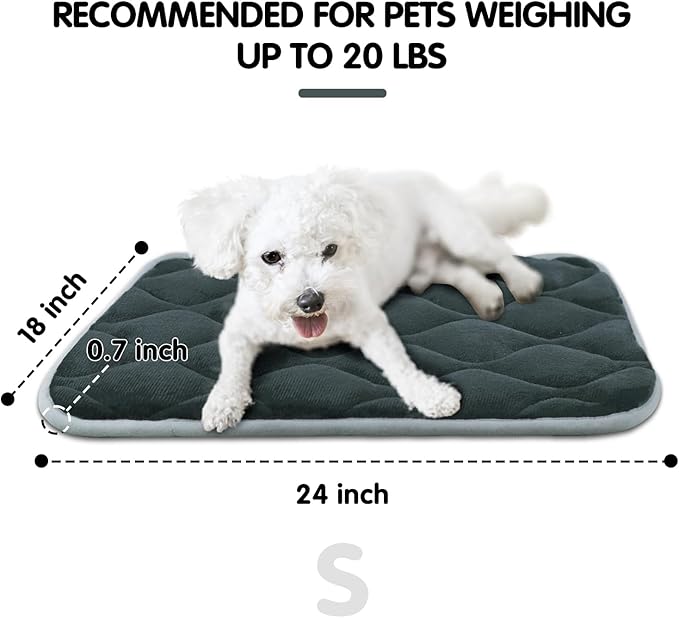 furrybaby Dog Crate Pad for Dog Cages Flat Crate Mat Kennel Pad with Anti-Slip Bottom Machine Washable for Pet Bed Sleeping (S 24x18'', Grey Mat)