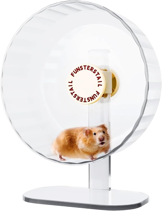 Super Silent Hamster Wheel 10.4 Inch, Magnetic Large Rat Wheel for Chinchilla, Gerbil, Guinea Pig, Cat, Mouse, Sugar Glider and Dwarf, Syrian Hamster Accessories (Cream White)