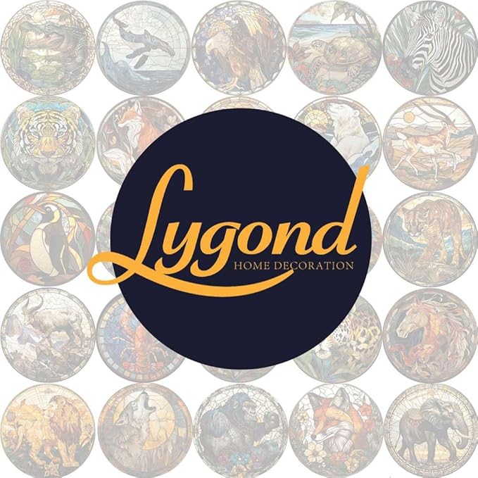 Lygond Metal Sign Tin Sign Circular Stained Glass Giraffe Bathroom Signs for Home for Gift 12×12 Inches