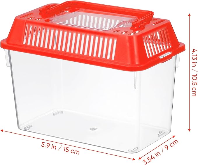 Portable Fish Tank, Handheld Fish Tank, Plastic Mini Fish Box, Transparent Cutout Design, Plastic Aquarium with Handle for Turtle and Pet Fish Lid for