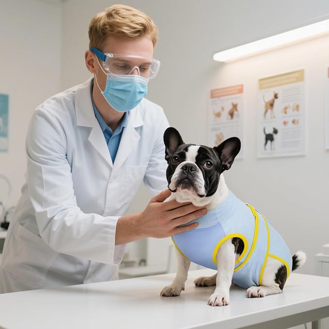 Kuoser Recovery Suit for Dogs Cats After Surgery, Professional Pet Recovery Shirt Dog Abdominal Wounds Bandages, Substitute E-Collar & Cone,Prevent Licking Dog Onesies Pet Surgery Recovery Suit