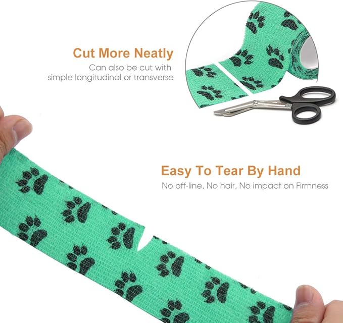 AUPCON Vet Wrap Cohesive Bandages Bulk Self Adhesive Bandage Wrap Self Adherent Wrap Non-Woven for Dogs Pet Animals & Ankle Sprains & Swelling 2 Inch x 5 Yards (2 Inch Claw)