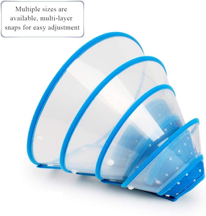 Pet Cone Recovery Dog Cone Adjustable Dog Collar Clear Padded Collar with Breathable Soft Edge, Plastic Puppy Cone Protect The Neck Surgery Recovery, Designed for Cats and Puppies (Small, Blue)
