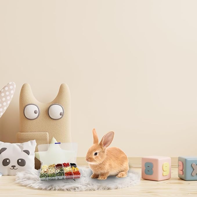 Bunny Treats, Treat Box with 15 Kind of Snacks for Rabbit, Hamster, Chinchilla, Guinea Pig and Other Small Pets, Chinchilla Treats, Guinea Pig Treats, Hamster Treats