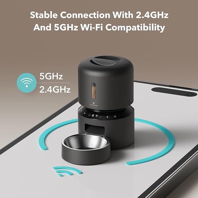 PETLIBRO Automatic Cat Feeder, 5G WiFi Pet Feeder with Freshness Preservation, Timed Cat Feeders for Dry Food, Up to 48 Portions 10 Meals Per Day, Granary Pet Feeder for Cat/Dog
