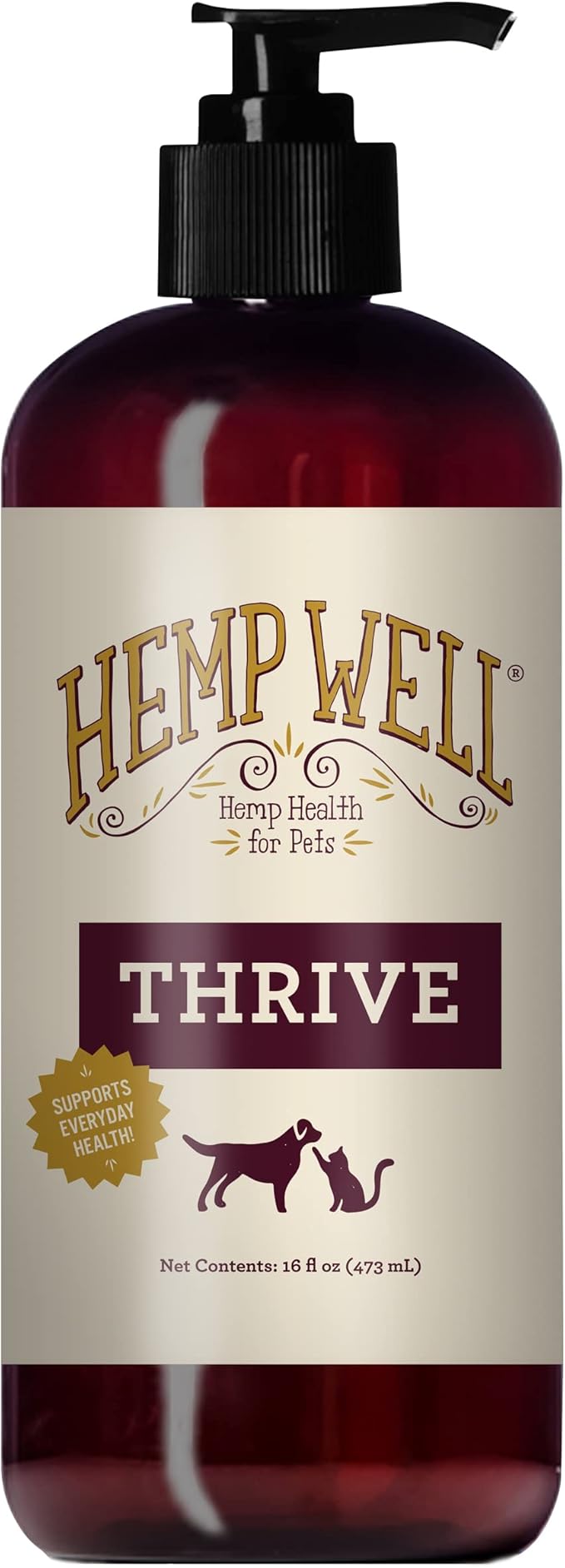 Hemp Well Thrive Oil for Dogs and Cats – Supports Hip, Joint, and Heart Health, Promotes Immune System, and Promotes Healthy Skin from Seasonal Allergies, Organically Sourced - 16 Ounces