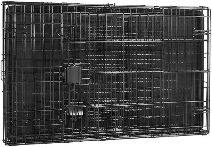 Amazon Basics Durable, Foldable Metal Wire Dog Crate with Tray, Double Door, 36 x 23 x 25 in, Black