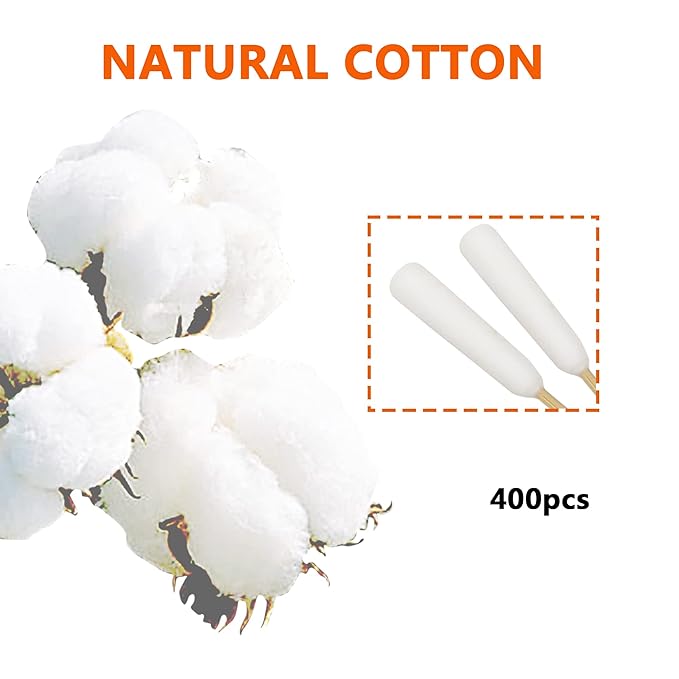 6 Inch Long Cotton Swabs of Medium and Large Pets Ears Cleaning or Makeup 400pcs