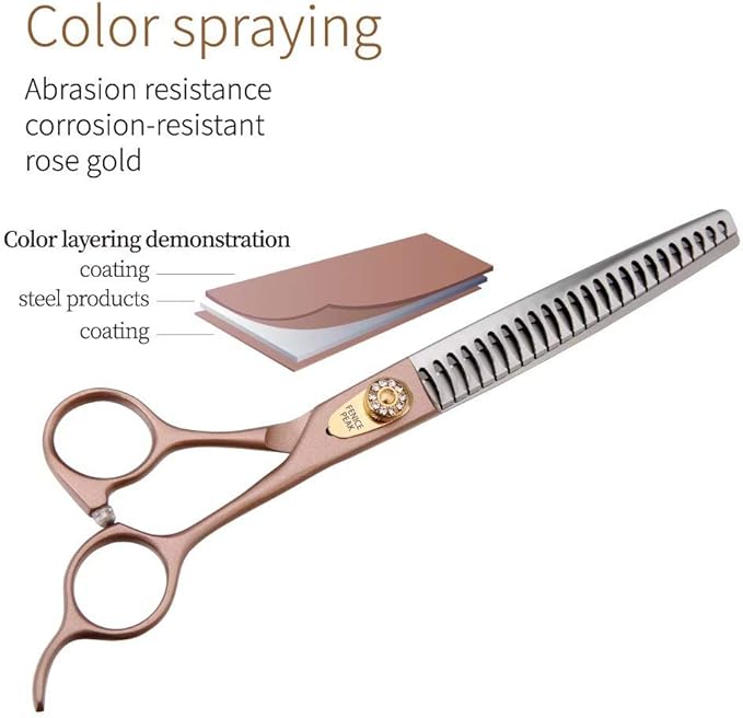 Fenice Peak Thinning Shears for Dogs and Cats Pet Grooming Scissors Chunkers Shears 440C Stainless Steel Professional Dog Trimming Scissors 7.5''
