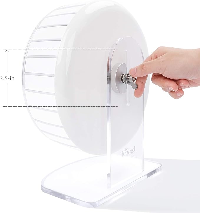 Niteangel Super-Silent Hamster Exercise Wheels: - Quiet Spinner Hamster Running Wheels with Adjustable Stand for Hamsters Gerbils Mice Or Other Small Animals (M, White)