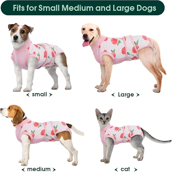 Kuoser Dog Onesie for Surgery Female, Surgical Onesie for Dogs, Female & Male Post-Op Wear, Recovery Suit for Dogs After Surgery Breathable Pet Surgery Suit, Pink XL